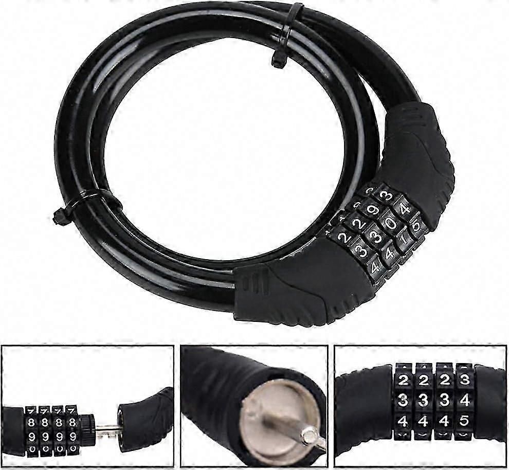 Bike Lock,4-Digit Password Bicycle Lock Portable Anti Theft Bike Password Lock for Bicycles, Motorbike, Electric Bicycles (Black) - Image 2