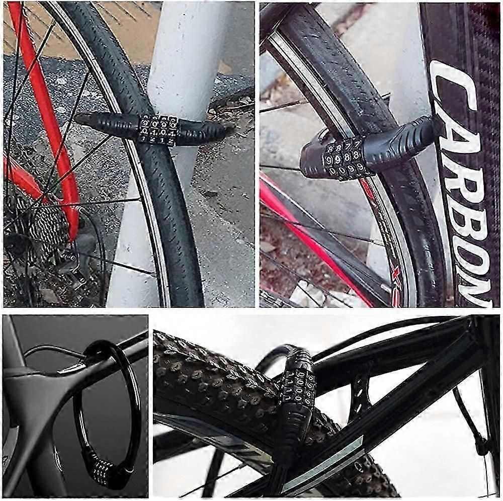 Bike Lock,4-Digit Password Bicycle Lock Portable Anti Theft Bike Password Lock for Bicycles, Motorbike, Electric Bicycles (Black) - Image 5