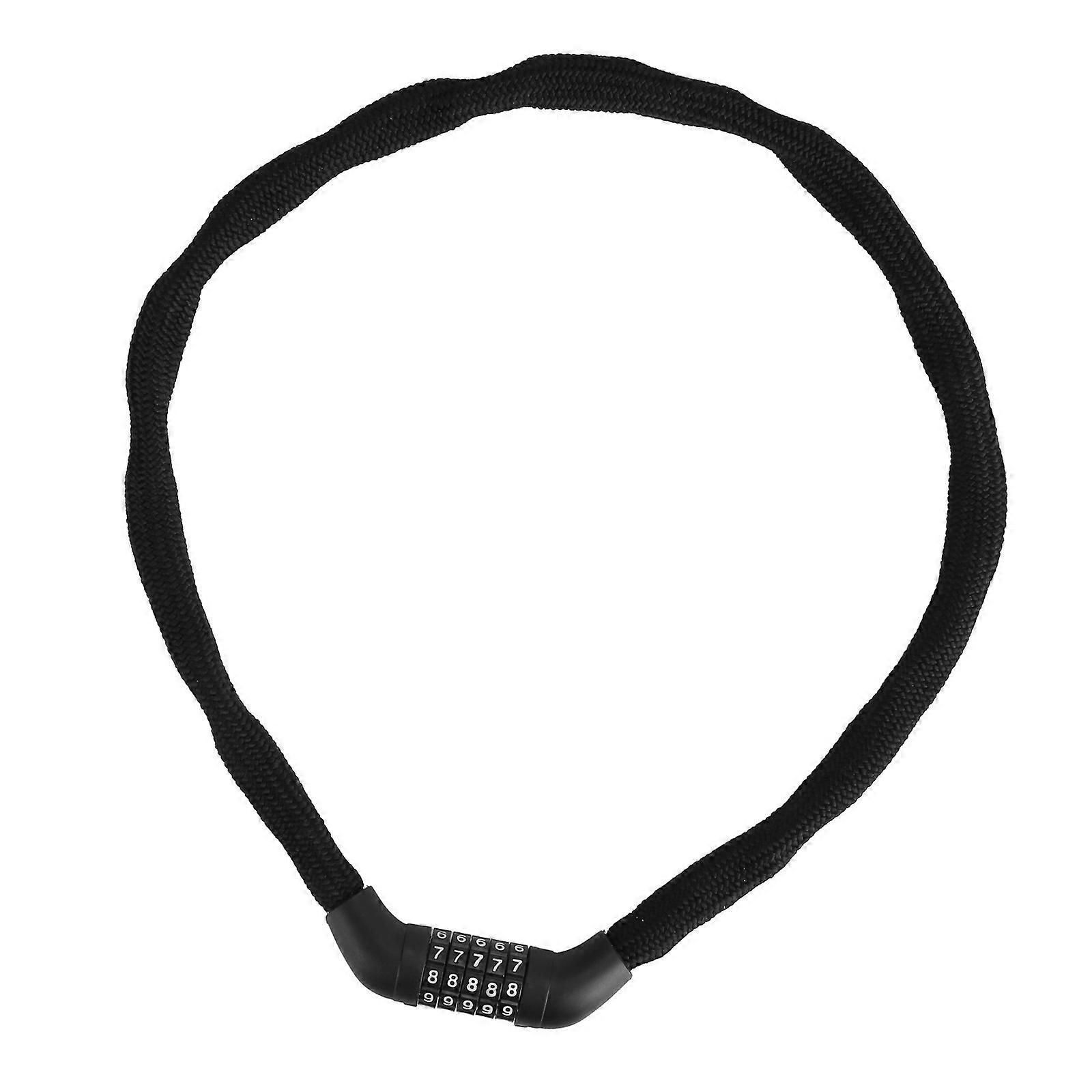Portable 5-Digit Combination Bike Chain Lock, Keyless Anti-Theft Security Lock for Bicycle, Mountain Bike, Scooter and Motorcycle - Black - Image 1