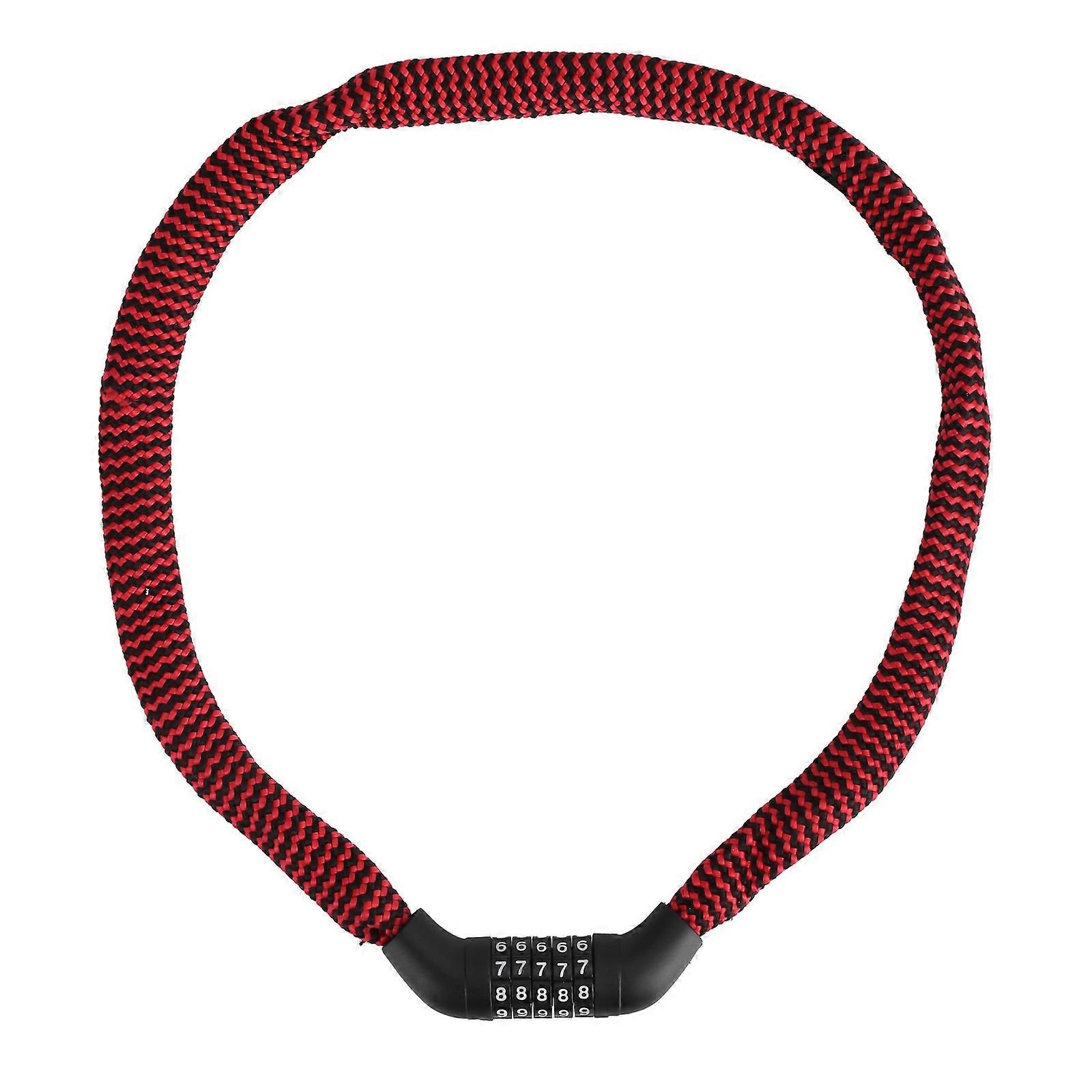 Portable 5-Digit Combination Bike Chain Lock, Keyless Anti-Theft Security Lock for Bicycle, Mountain Bike, Scooter and Motorcycle - Red - Image 1
