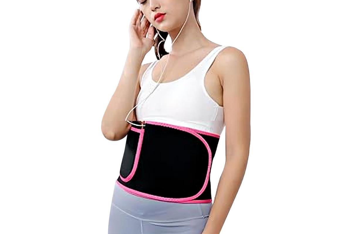 Women Waist Trainer Sweat Band Sport Waist Shaper Belt -Pink - Image 5