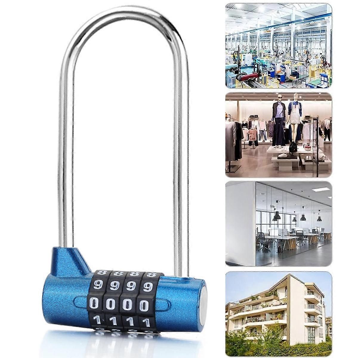 4-Digit Combination Bike U Lock, Keyless Resettable Anti-Theft Security Lock for Bicycle, Motorcycle, Scooter, Gate and Fence - Image 2