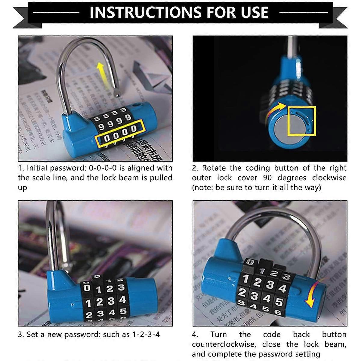 4-Digit Combination Bike U Lock, Keyless Resettable Anti-Theft Security Lock for Bicycle, Motorcycle, Scooter, Gate and Fence - Image 3