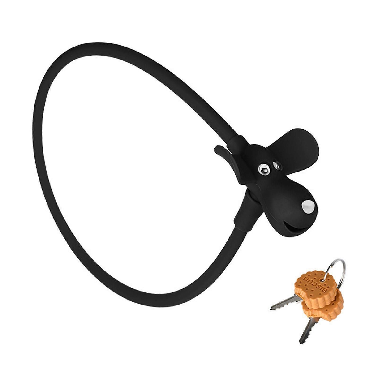 Portable Bike Cable Lock with Silicone Cover, Lightweight Anti-Theft Bicycle Security Lock, Cookie Dog Design - Black - Image 1