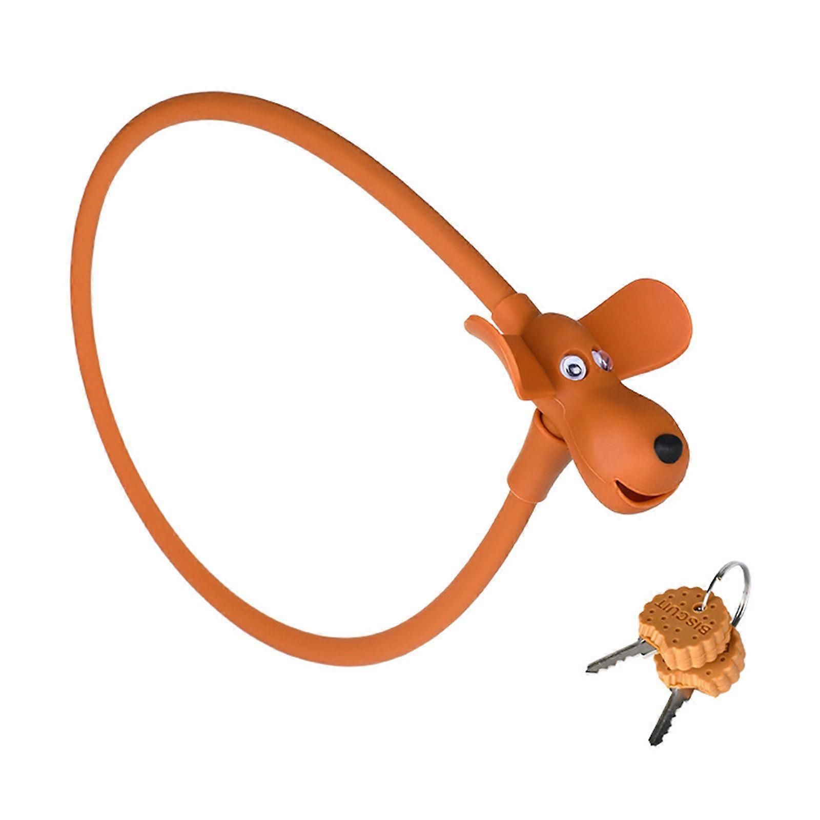 Portable Bike Cable Lock with Silicone Cover, Lightweight Anti-Theft Bicycle Security Lock, Cookie Dog Design - Brown - Image 1