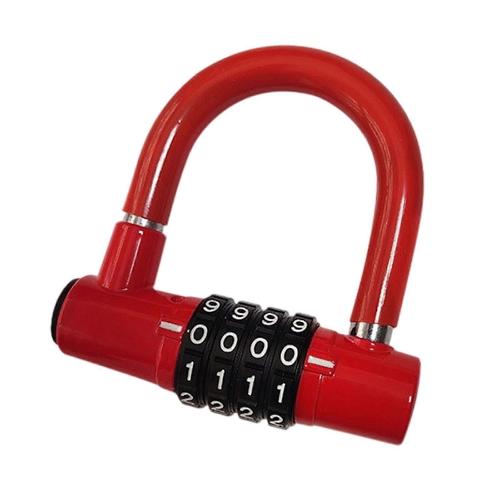 Durability Bike Lock Rusts Resistant Bicycles Lock Multifunction 4 Digits Lock for Bicycles Electric Bike - Red - Image 1