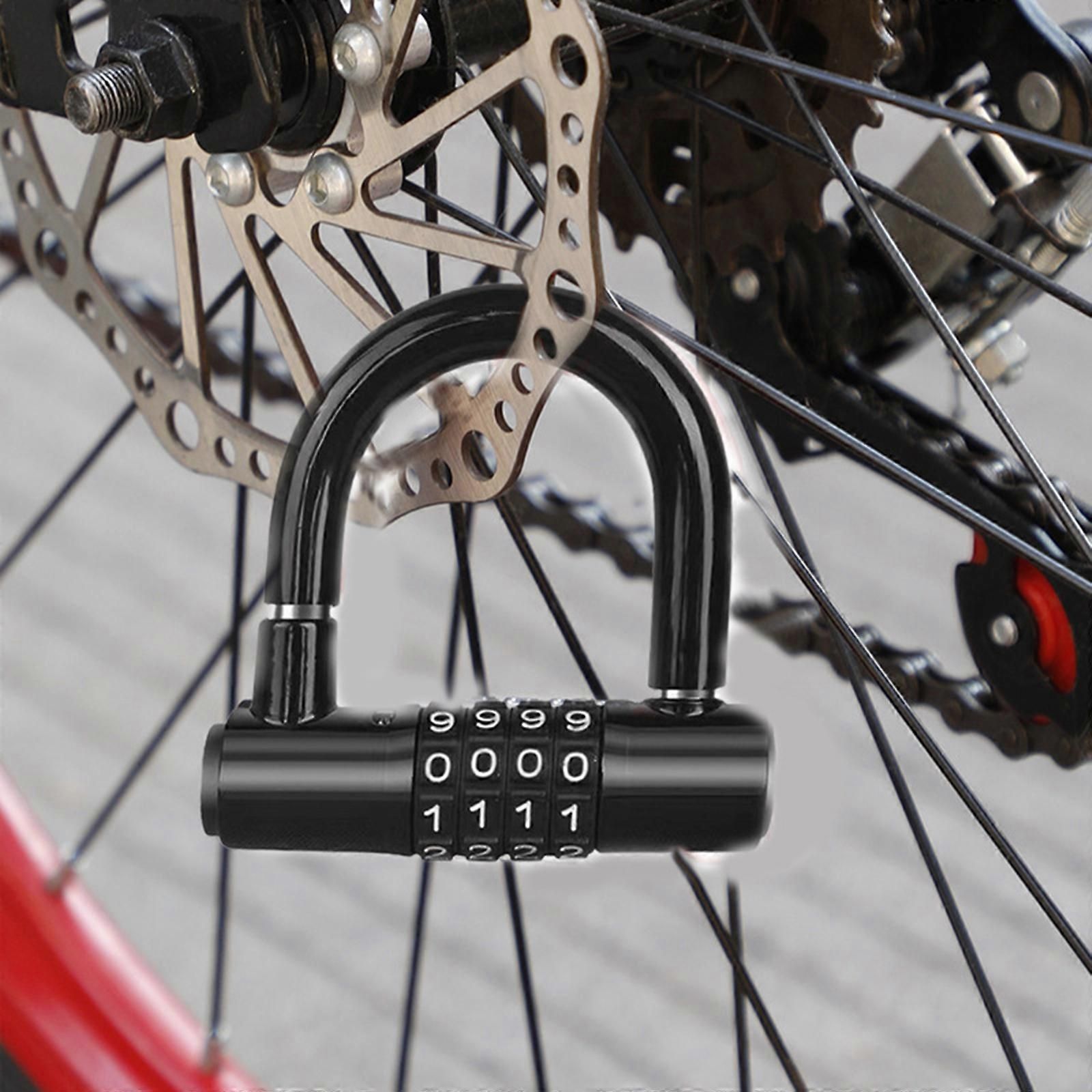 Durability Bike Lock Rusts Resistant Bicycles Lock Multifunction 4 Digits Lock for Bicycles Electric Bike - Red - Image 2
