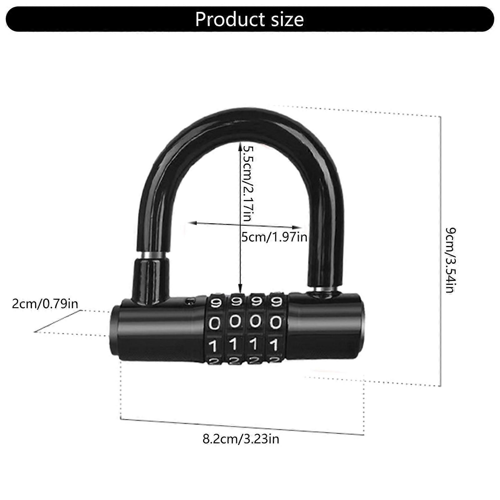 Durability Bike Lock Rusts Resistant Bicycles Lock Multifunction 4 Digits Lock for Bicycles Electric Bike - Black - Image 3