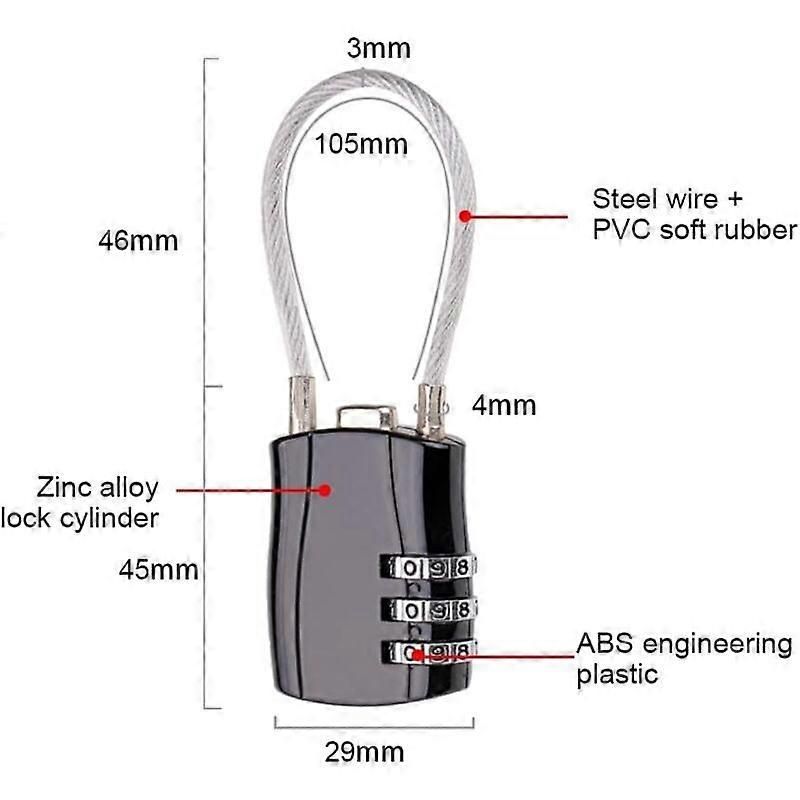 Cable Lock, Retractable Cable Lock, Digital Combination Lock, Bicycle Helmet Lock, Combination Cable Lock, Bicycle Cable Lock, Number Cable Lock, Comb - Image 2