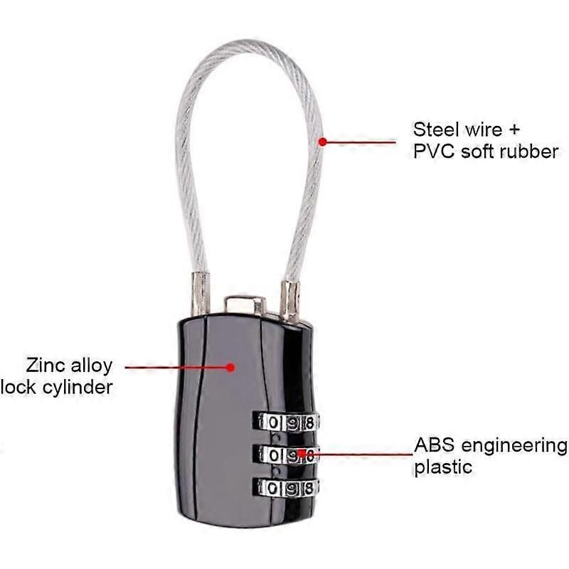 Cable Lock, Retractable Cable Lock, Digital Combination Lock, Bicycle Helmet Lock, Combination Cable Lock, Bicycle Cable Lock, Number Cable Lock, Comb - Image 3