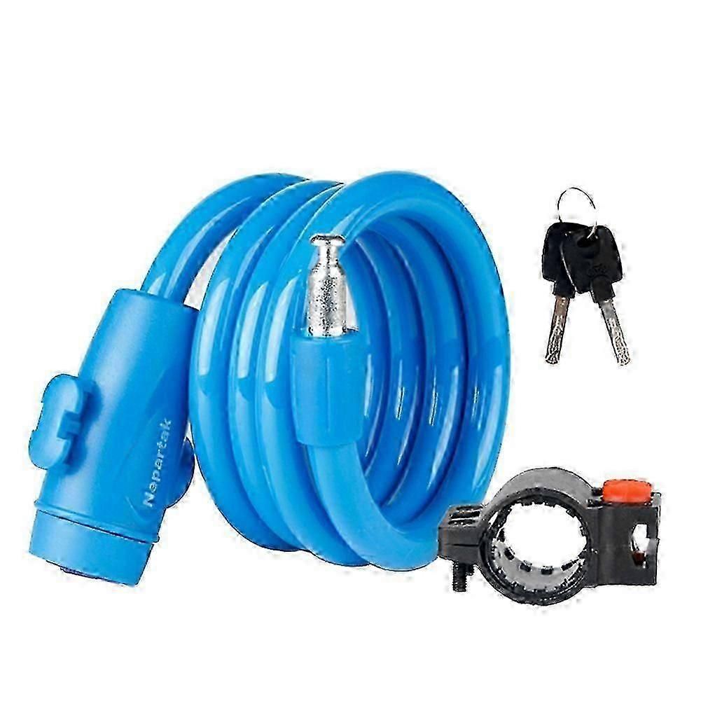 Bicycle anti-theft lock, plastic wire rope lock, safety bicycle accessory (blue) - Image 1