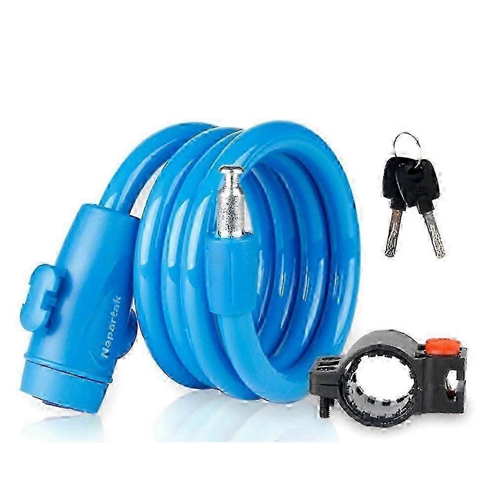 Bicycle anti-theft lock, plastic wire rope lock, safety bicycle accessory (blue) - Image 2