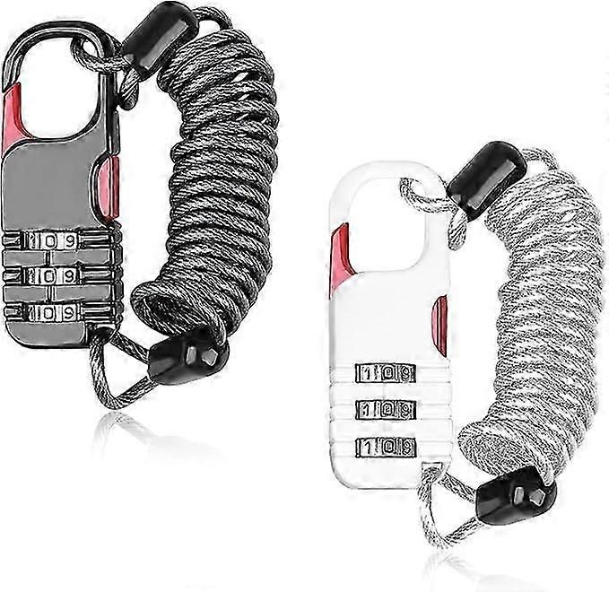 Bicycle Lock, 2 Pieces Portable Bicycle Lock Chain Password Combination Security Lock Anti-Theft Resettable 3 Digit Lock for Motorcycle Helmet Scooter - Image 1