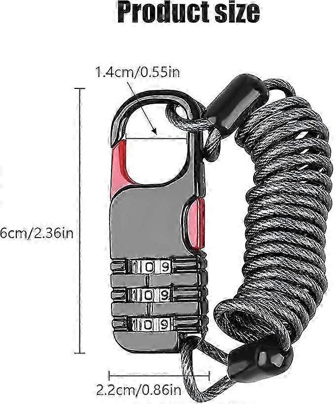 Bicycle Lock, 2 Pieces Portable Bicycle Lock Chain Password Combination Security Lock Anti-Theft Resettable 3 Digit Lock for Motorcycle Helmet Scooter - Image 3