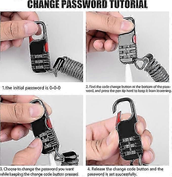 Bicycle Lock, 2 Pieces Portable Bicycle Lock Chain Password Combination Security Lock Anti-Theft Resettable 3 Digit Lock for Motorcycle Helmet Scooter - Image 4