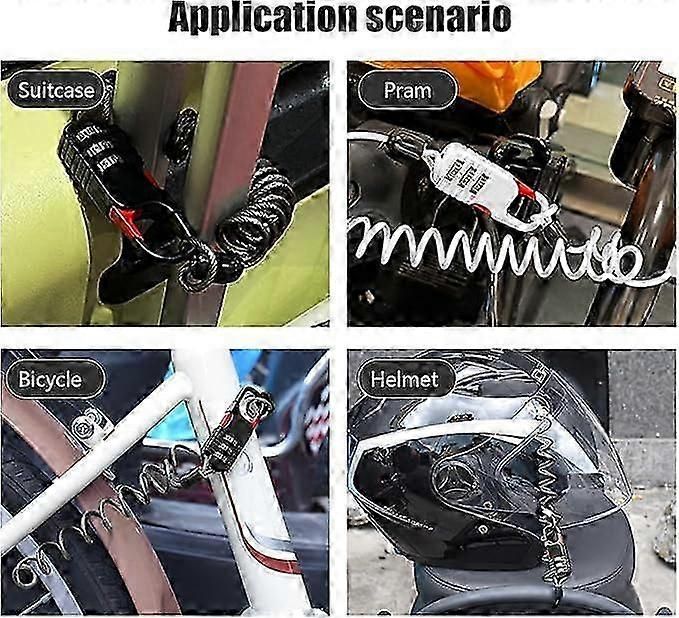 Bicycle Lock, 2 Pieces Portable Bicycle Lock Chain Password Combination Security Lock Anti-Theft Resettable 3 Digit Lock for Motorcycle Helmet Scooter - Image 5