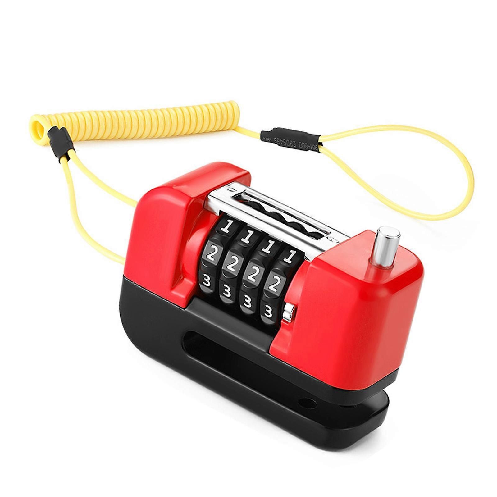 4-Digit Combination Disc Brake Lock, Portable Anti-Theft Security Lock for Motorcycle, Bicycle and Scooter - Red - Image 1