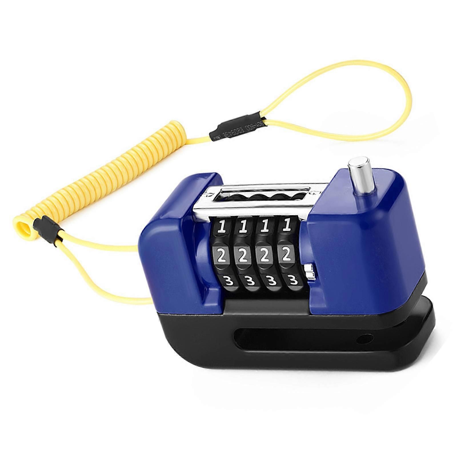 4-Digit Combination Disc Brake Lock, Portable Anti-Theft Security Lock for Motorcycle, Bicycle and Scooter - Blue - Image 1