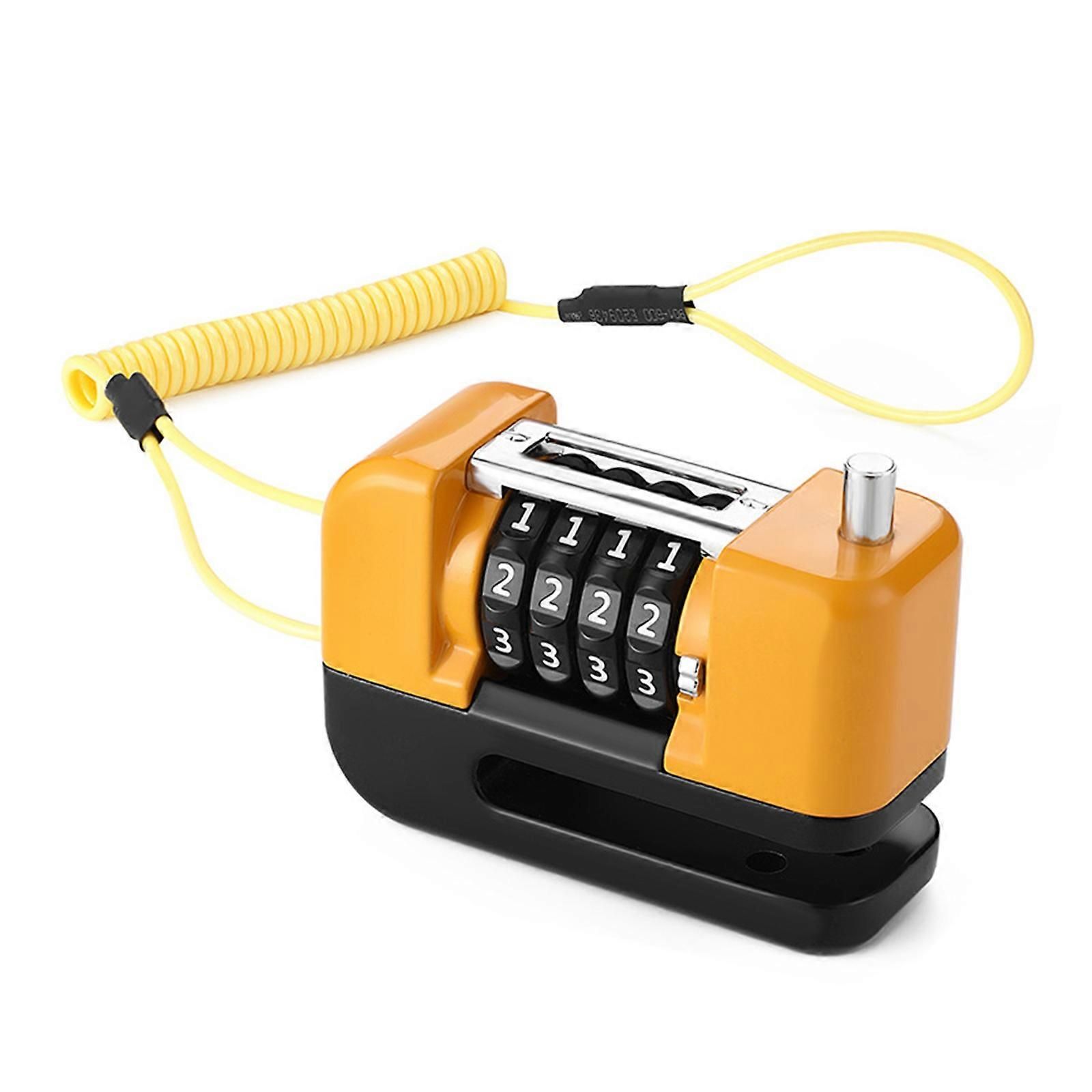 4-Digit Combination Disc Brake Lock, Portable Anti-Theft Security Lock for Motorcycle, Bicycle and Scooter - Orange - Image 1
