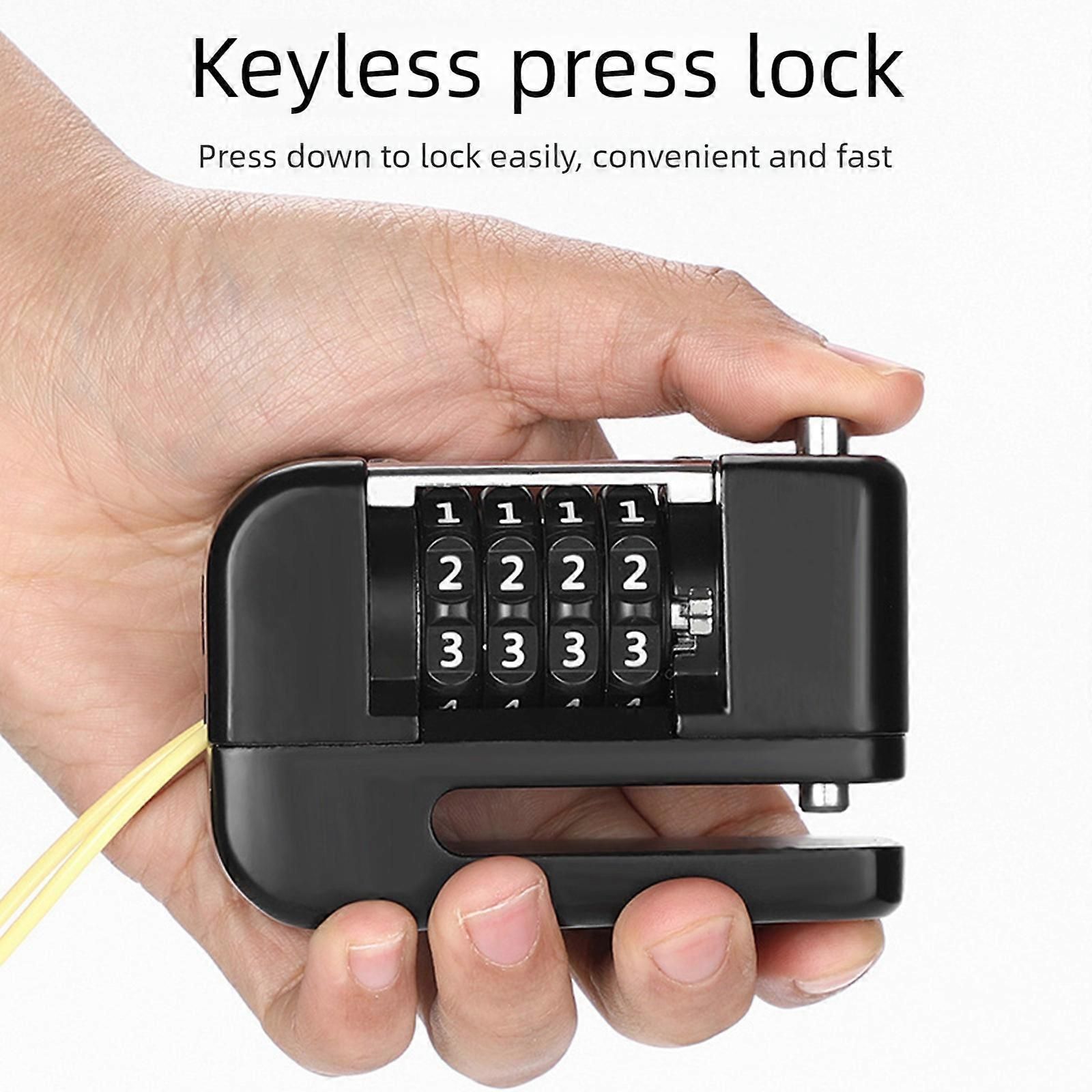 4-Digit Combination Disc Brake Lock, Portable Anti-Theft Security Lock for Motorcycle, Bicycle and Scooter - Orange - Image 2