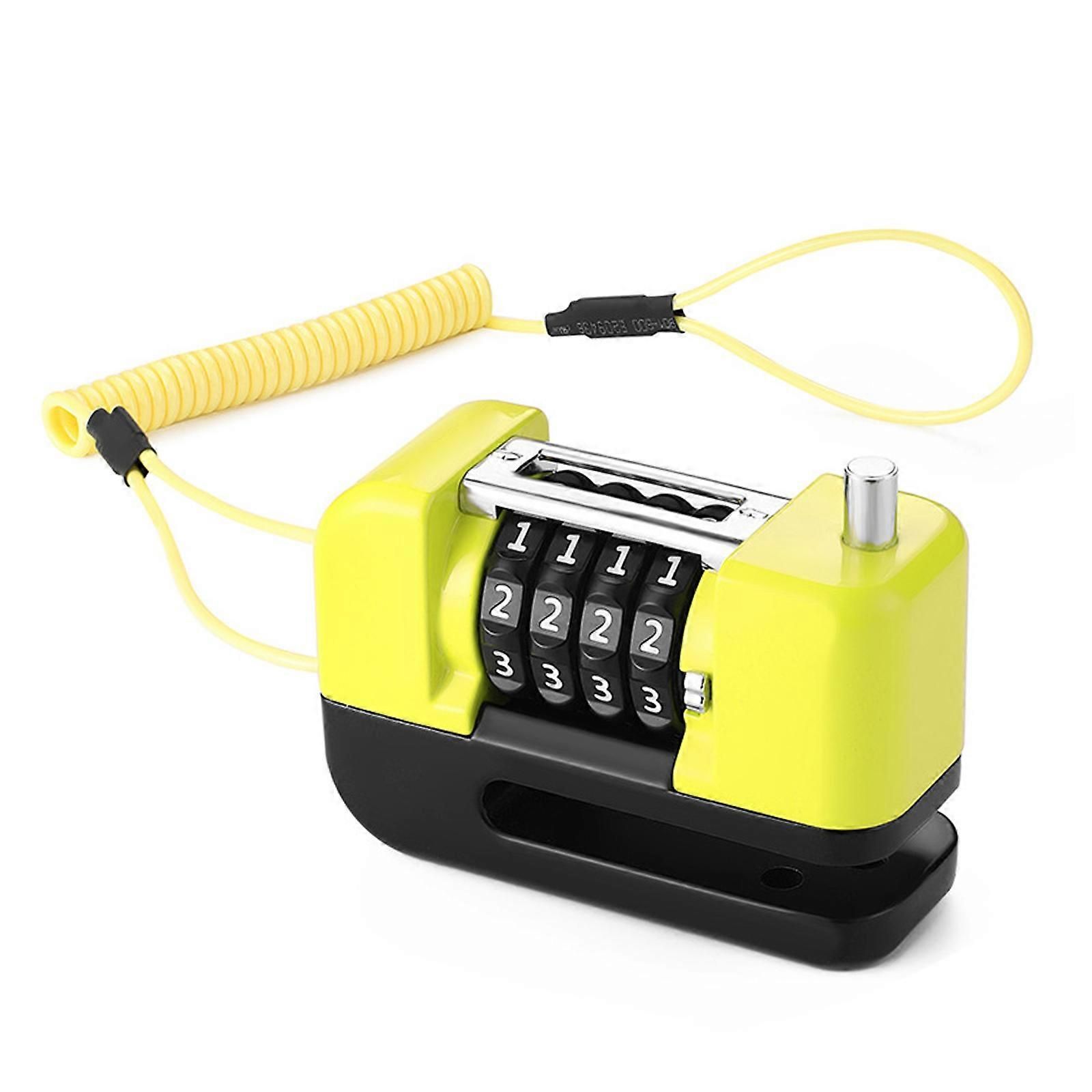 4-Digit Combination Disc Brake Lock, Portable Anti-Theft Security Lock for Motorcycle, Bicycle and Scooter - Yellow - Image 1