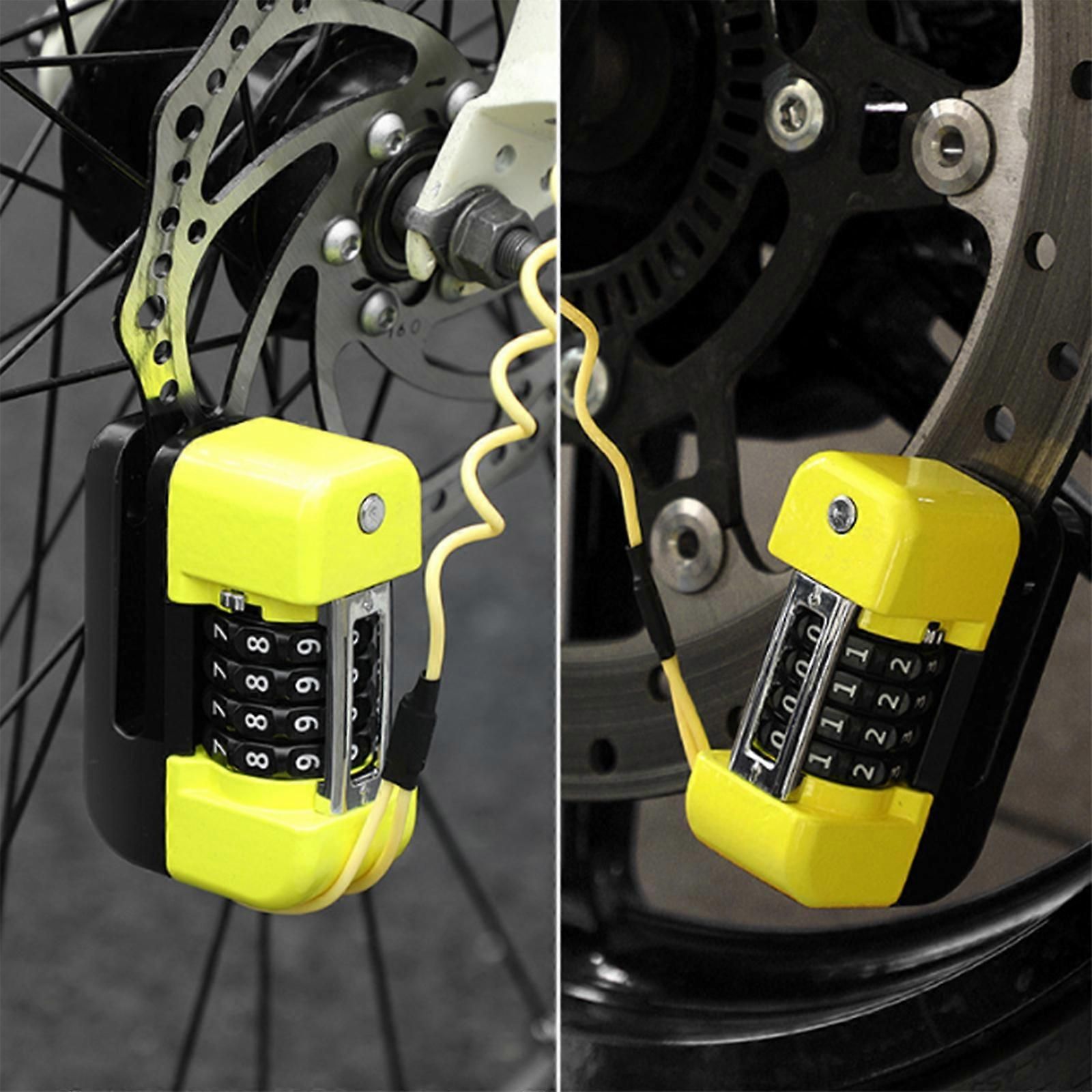 4-Digit Combination Disc Brake Lock, Portable Anti-Theft Security Lock for Motorcycle, Bicycle and Scooter - Yellow - Image 5