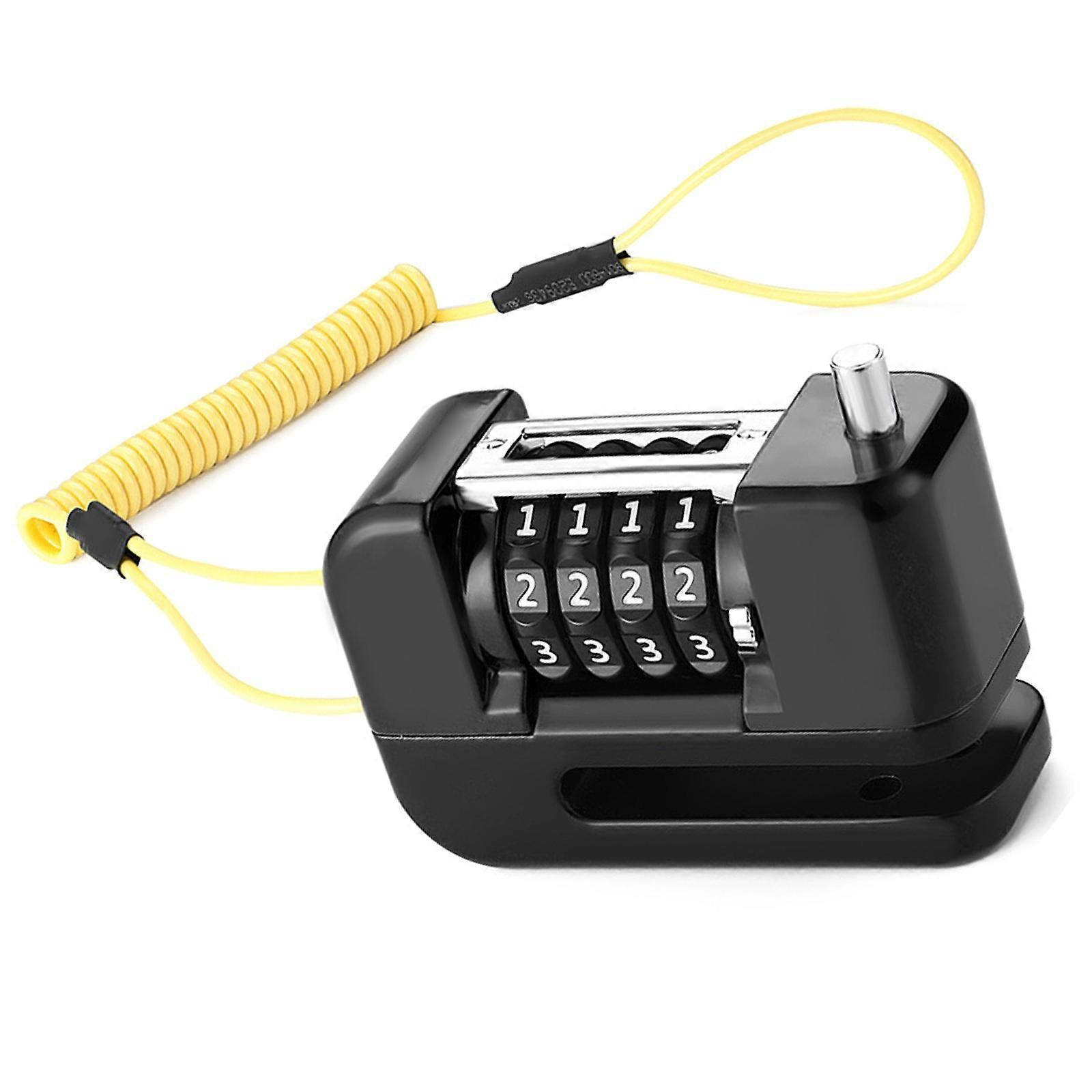 4-Digit Combination Disc Brake Lock, Portable Anti-Theft Security Lock for Motorcycle, Bicycle and Scooter - Black - Image 1
