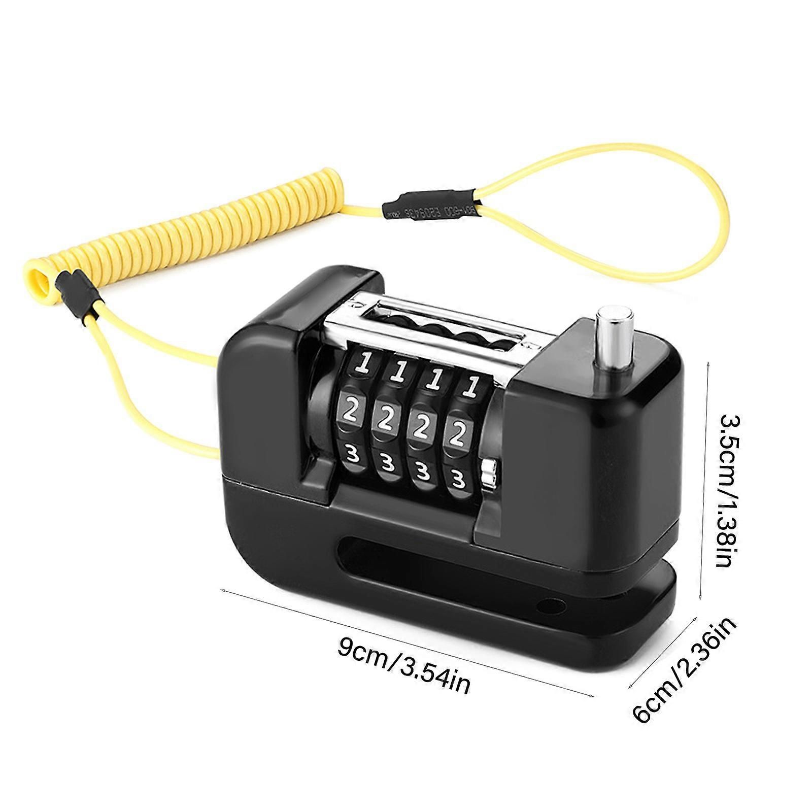 4-Digit Combination Disc Brake Lock, Portable Anti-Theft Security Lock for Motorcycle, Bicycle and Scooter - Black - Image 3