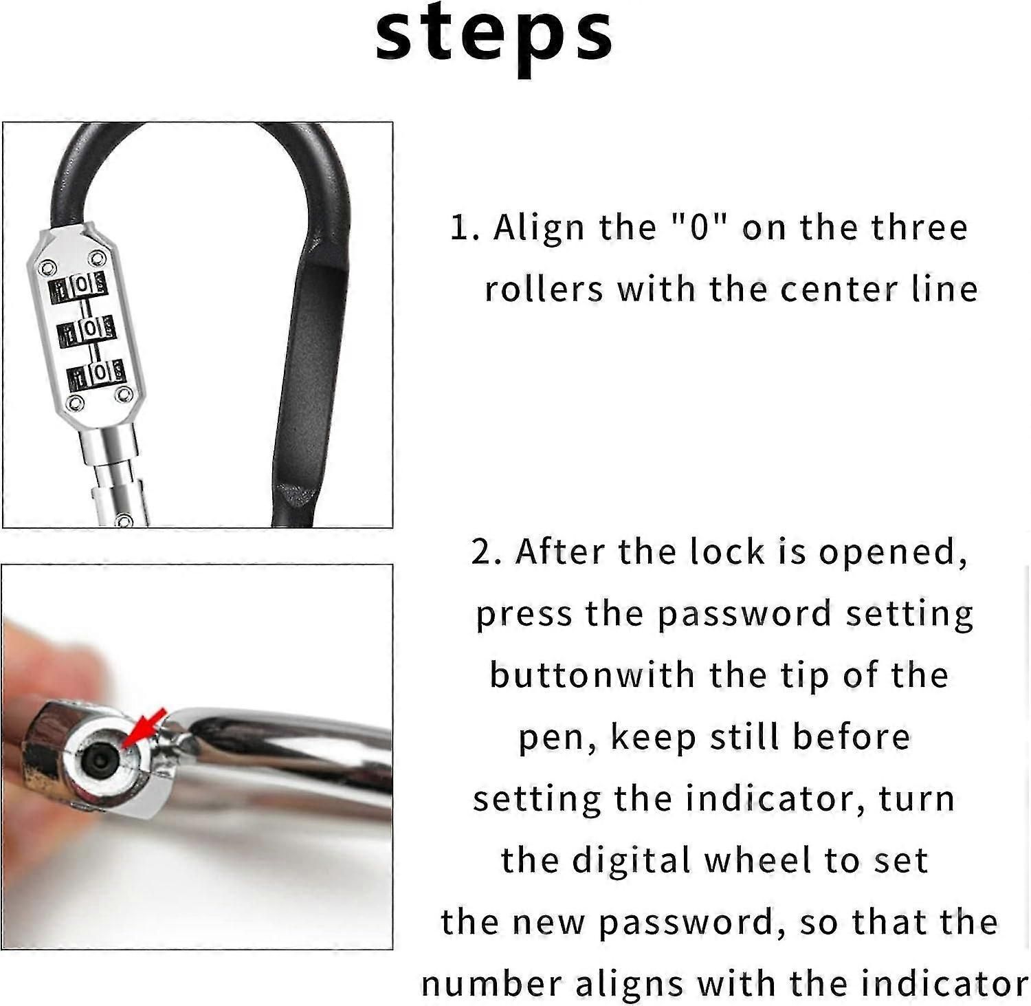 Bike Lock Cable 3 Digit Resettable Combination Cable Lock, Portable Bicycle Code Lock For Outdoor, Small Security Bicycle Lock , For Bike,black - Image 3