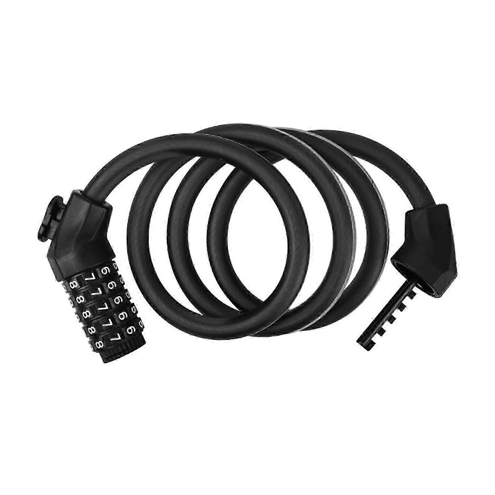 5-Digit Resettable Combination Bike Cable Lock, Self-Coiling Waterproof Anti-Theft Security Lock for Bicycle, Motorcycle, Scooter and Skateboard - Black - Image 1