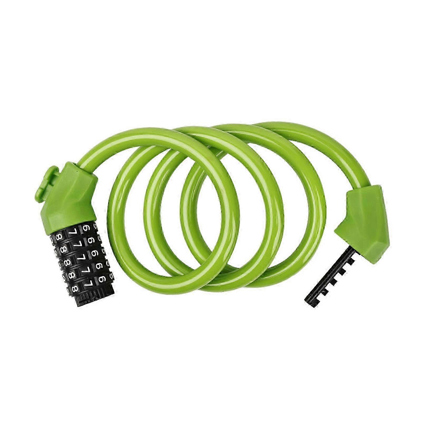 5-Digit Resettable Combination Bike Cable Lock, Self-Coiling Waterproof Anti-Theft Security Lock for Bicycle, Motorcycle, Scooter and Skateboard - Green - Image 1