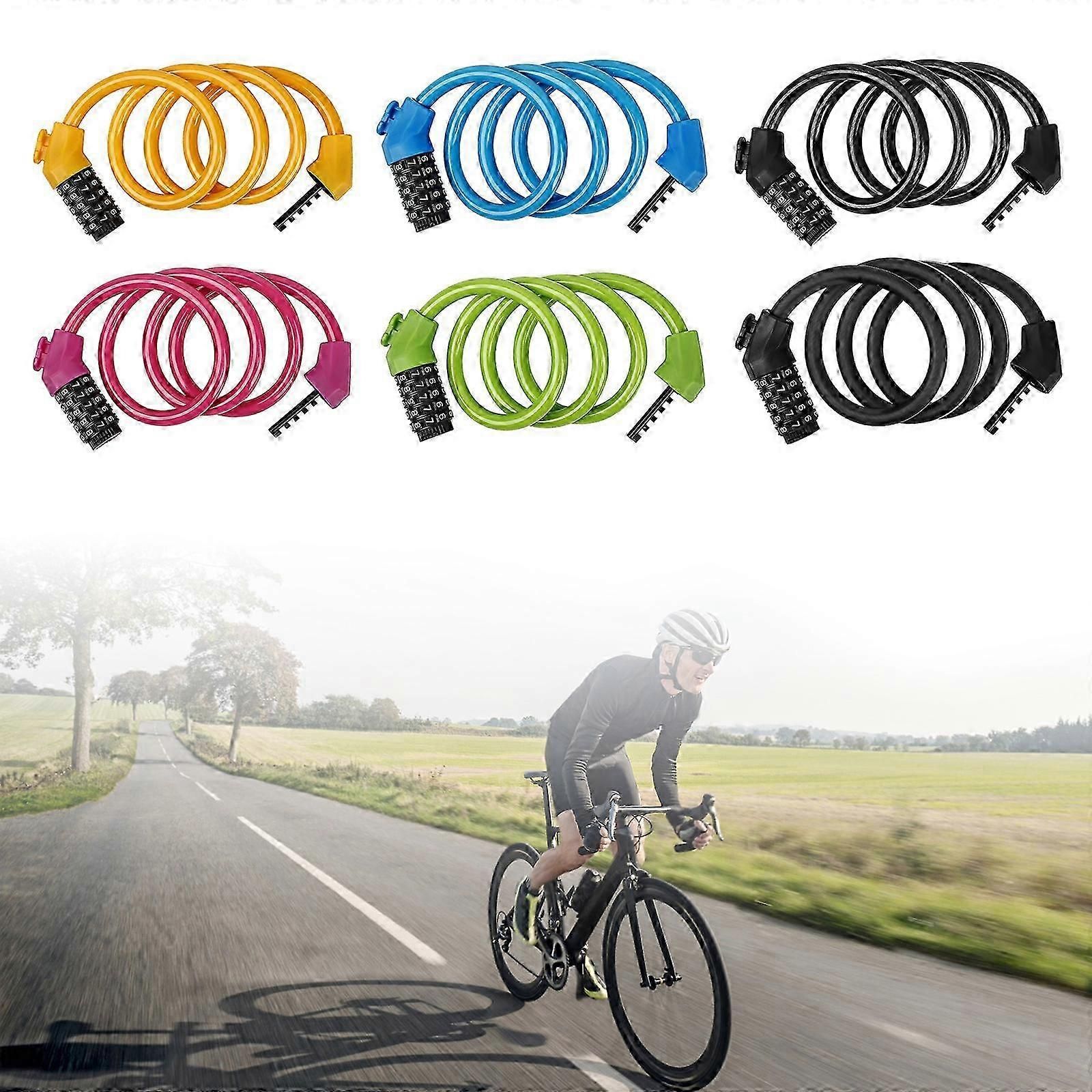 5-Digit Resettable Combination Bike Cable Lock, Self-Coiling Waterproof Anti-Theft Security Lock for Bicycle, Motorcycle, Scooter and Skateboard - Green - Image 2