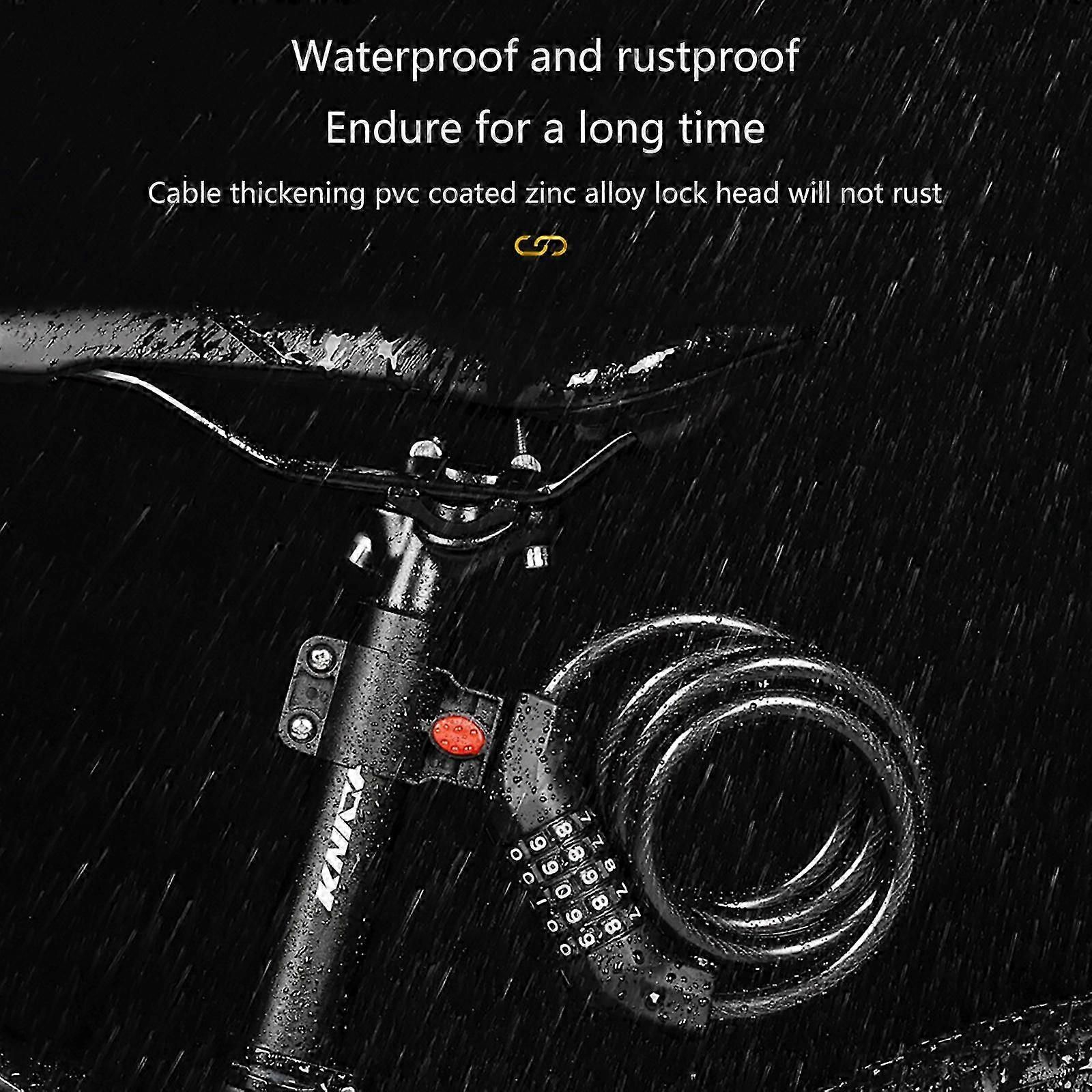 5-Digit Resettable Combination Bike Cable Lock, Self-Coiling Waterproof Anti-Theft Security Lock for Bicycle, Motorcycle, Scooter and Skateboard - Green - Image 3