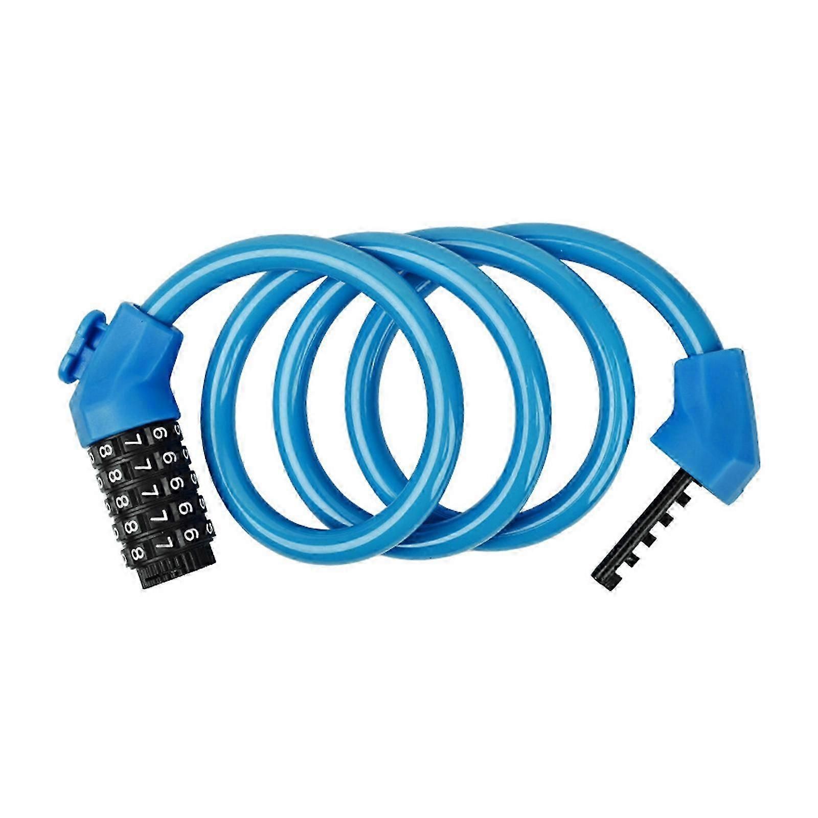 5-Digit Resettable Combination Bike Cable Lock, Self-Coiling Waterproof Anti-Theft Security Lock for Bicycle, Motorcycle, Scooter and Skateboard - Blue - Image 1