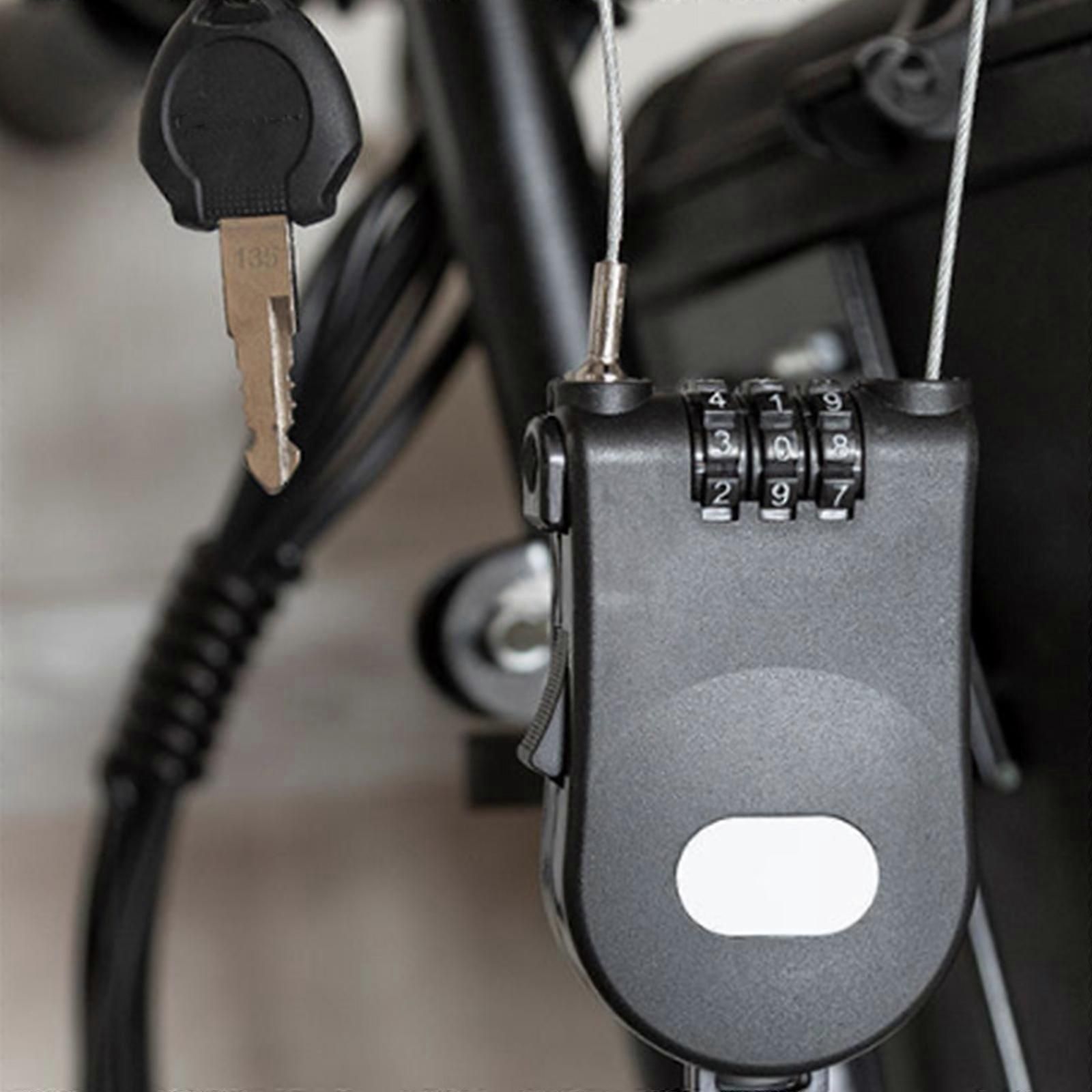 Combination Helmet Cable Lock, Portable Security Cable Lock for Motorcycle Helmet, Bicycle Helmet, Backpack and Luggage - Light Grey - Image 4