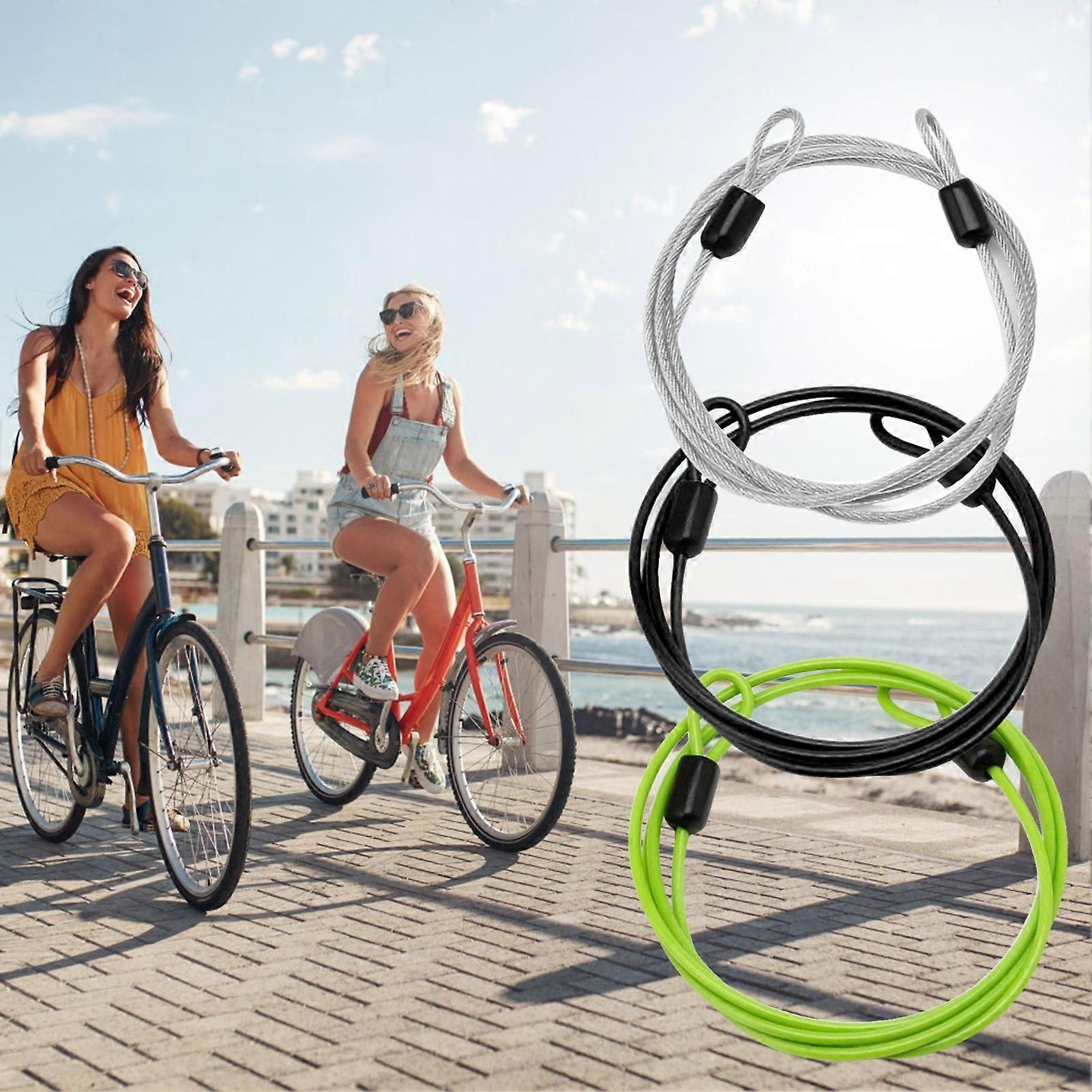 Widely Used Bicycle Lock Double Head Ring Design Anti-theft Security Bicycle Lock Rope for Bike - Black - Image 3