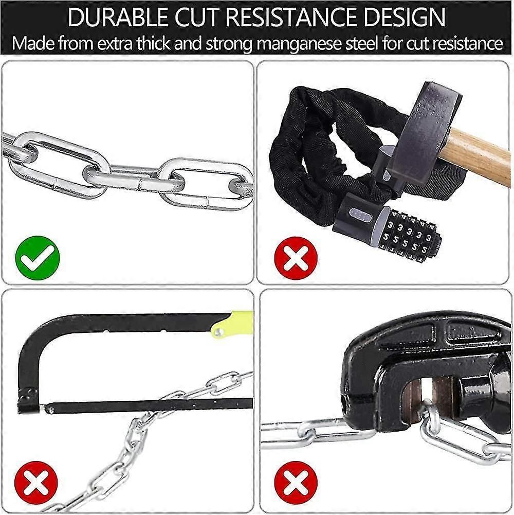 Bike Chain Lock, 5 Digit Combination High Security Bicycle Lock Resettable Heavy Duty Cycling Chain Locks for Bicycle - 0.6m - Image 4