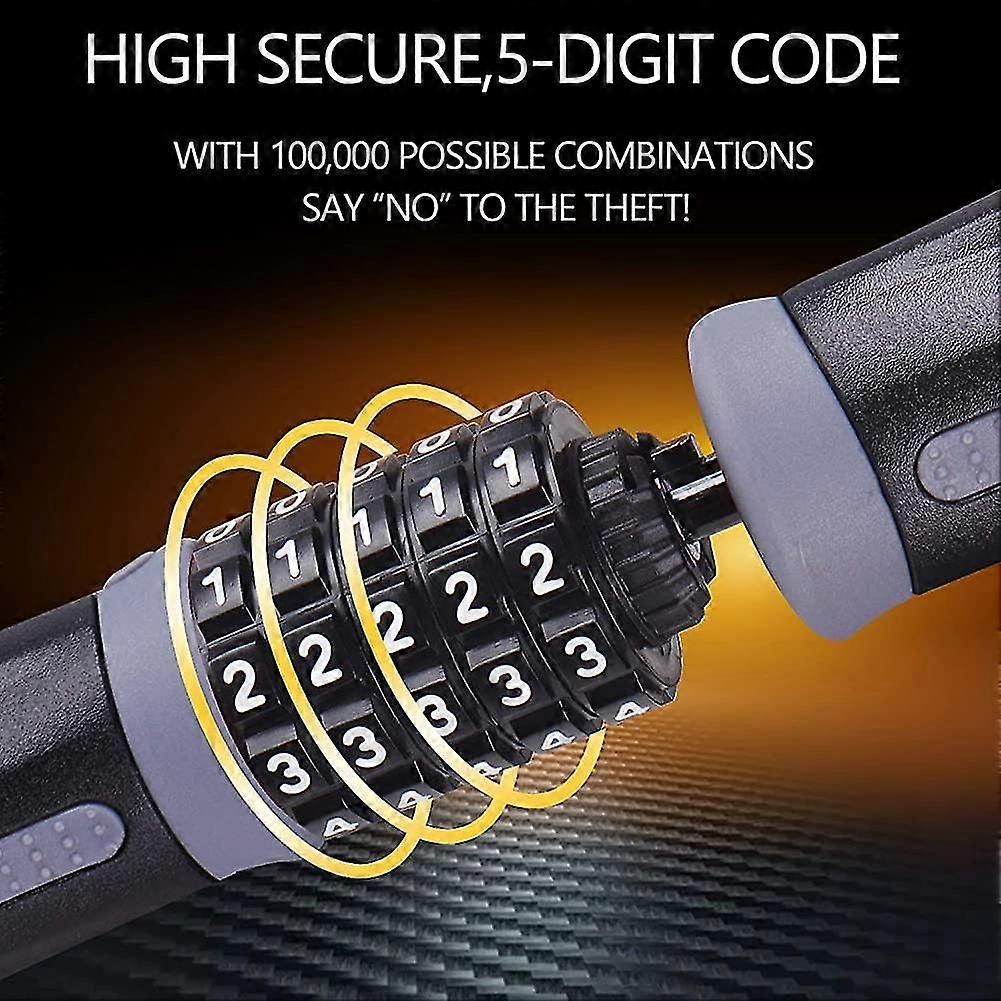 Bike Chain Lock, 5 Digit Combination High Security Bicycle Lock Resettable Heavy Duty Cycling Chain Locks for Bicycle - 0.9m - Image 3