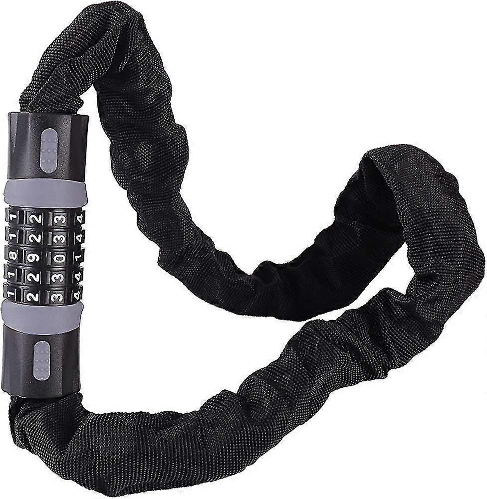 Bike Chain Lock, 5 Digit Combination High Security Bicycle Lock Resettable Heavy Duty Cycling Chain Locks for Bicycle - 1.2m - Image 1