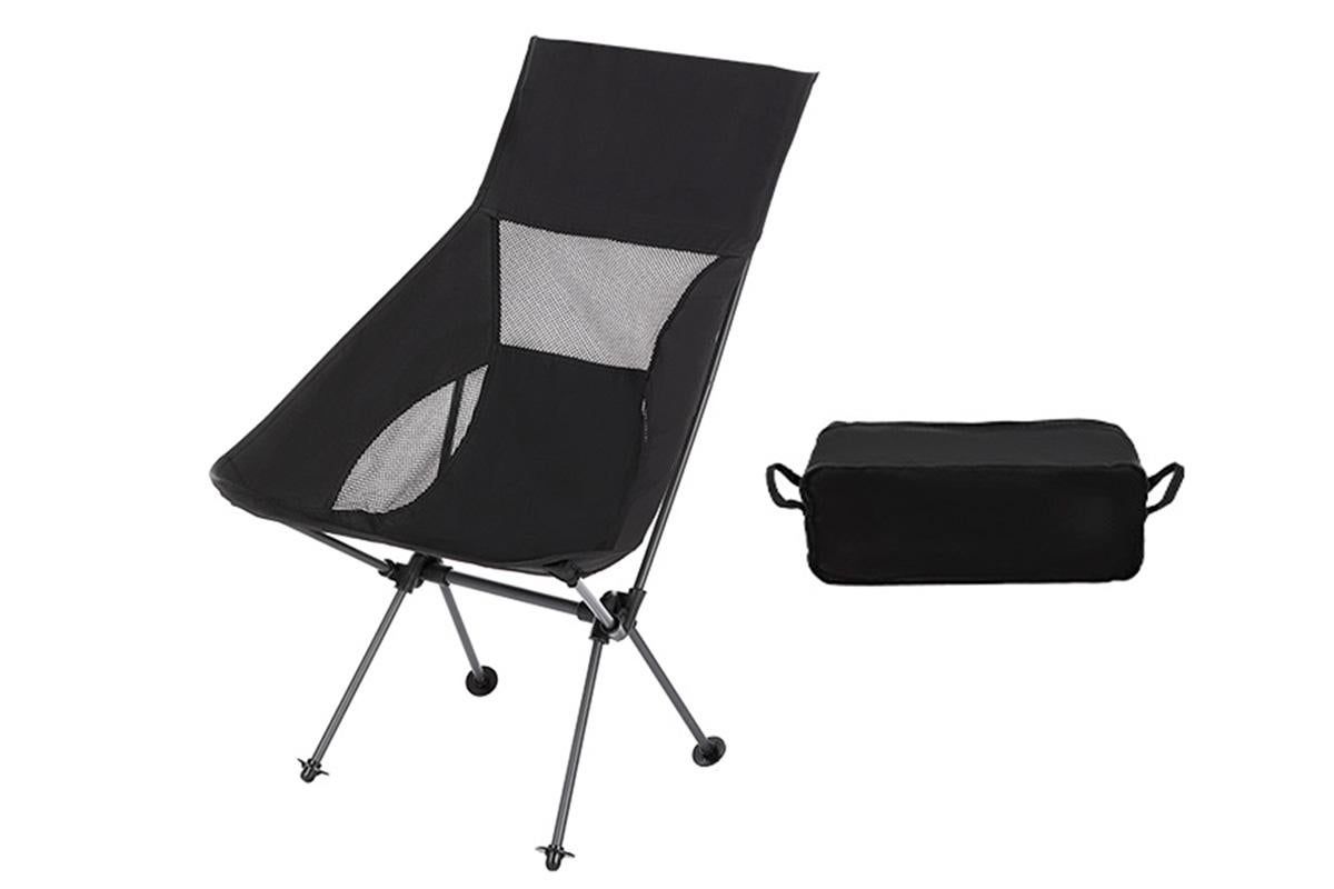 Portable Compact Camping Chair for Outdoor Camp Travel Picnic Lightweight Folding High Back Camping Chair With Head Support -Black - Image 2
