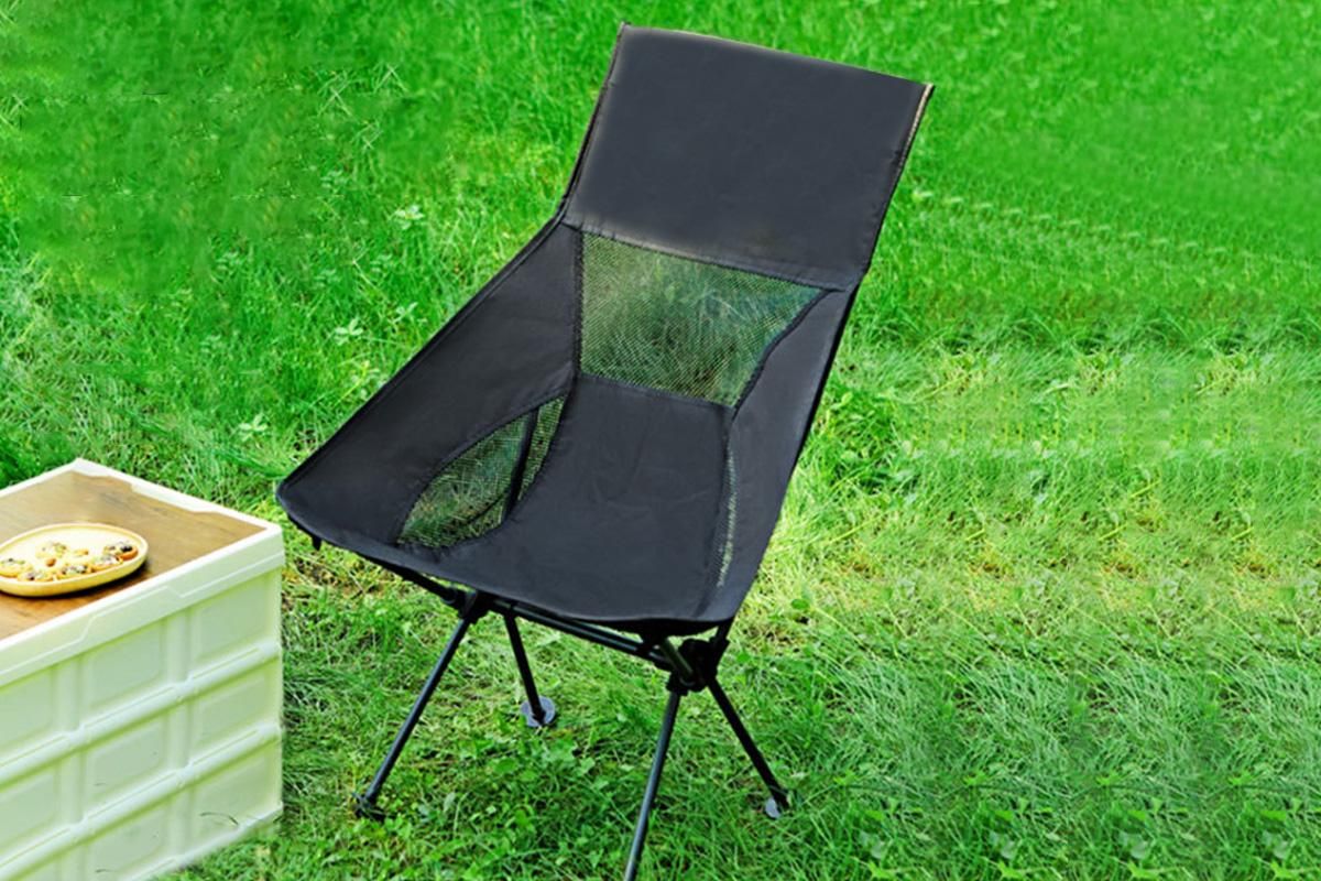 Portable Compact Camping Chair for Outdoor Camp Travel Picnic Lightweight Folding High Back Camping Chair With Head Support -Black - Image 4