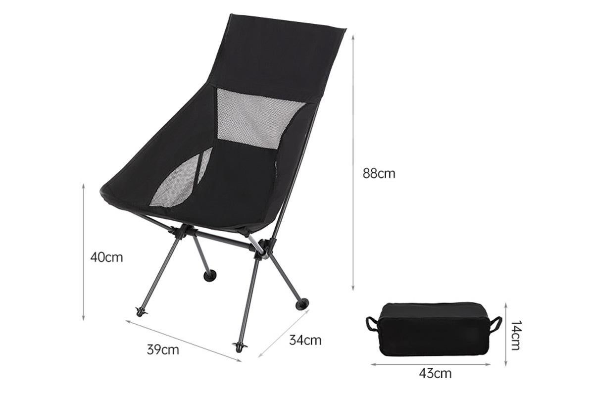Portable Compact Camping Chair for Outdoor Camp Travel Picnic Lightweight Folding High Back Camping Chair With Head Support -Black - Image 6