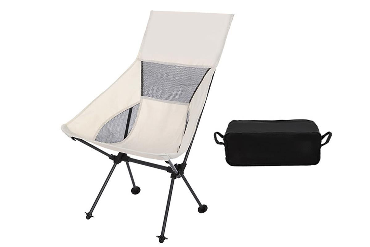 Portable Compact Camping Chair for Outdoor Camp Travel Picnic Lightweight Folding High Back Camping Chair With Head Support -Beige - Image 2