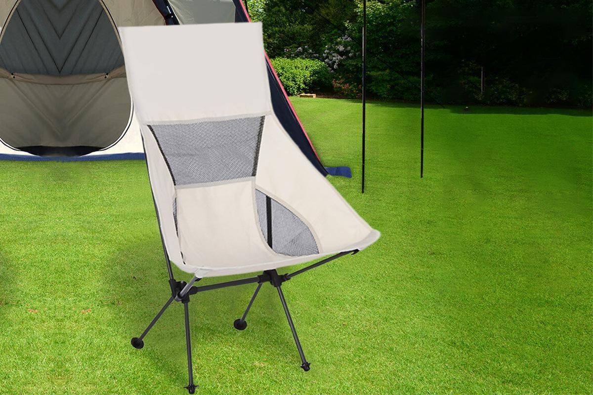 Portable Compact Camping Chair for Outdoor Camp Travel Picnic Lightweight Folding High Back Camping Chair With Head Support -Beige - Image 5