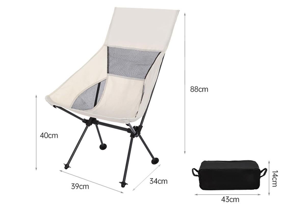 Portable Compact Camping Chair for Outdoor Camp Travel Picnic Lightweight Folding High Back Camping Chair With Head Support -Beige - Image 6