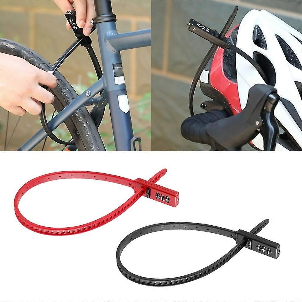 Bicycles Combination Lock, Lock for Road Bicycles Lock Zips Tie Lock Cable Lock - Black - Image 2