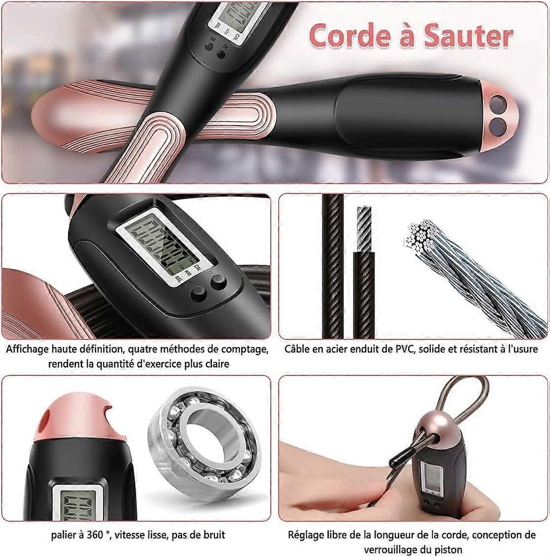 Jump Rope, Adjustable Speed Jump Rope with Calorie Counter and Timer, Counter Crossfit Jump Rope for Fitness, Sport, Boxing (Wired + Wireless) - Image 4