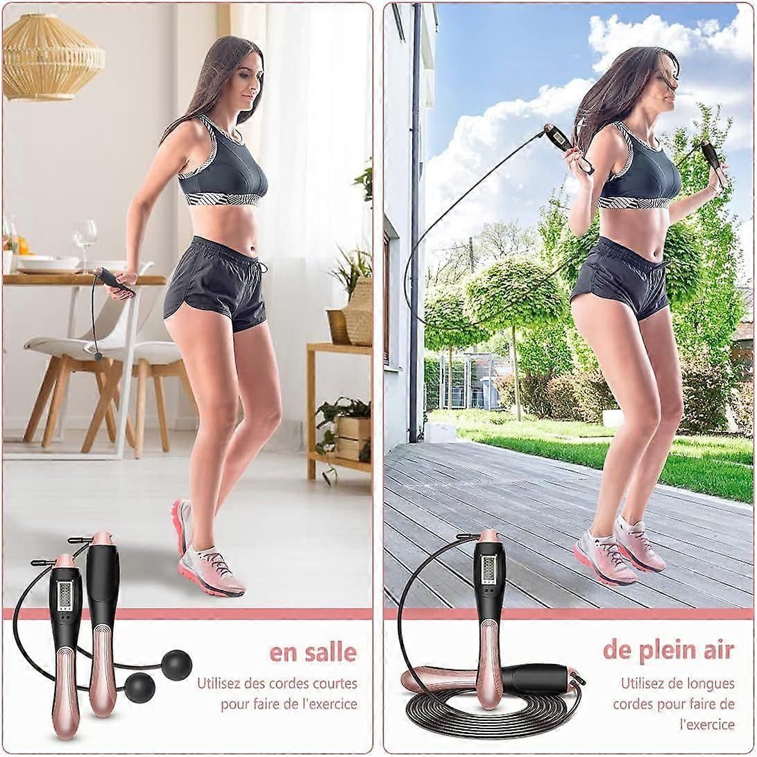 Jump Rope, Adjustable Speed Jump Rope with Calorie Counter and Timer, Counter Crossfit Jump Rope for Fitness, Sport, Boxing (Wired + Wireless) - Image 5