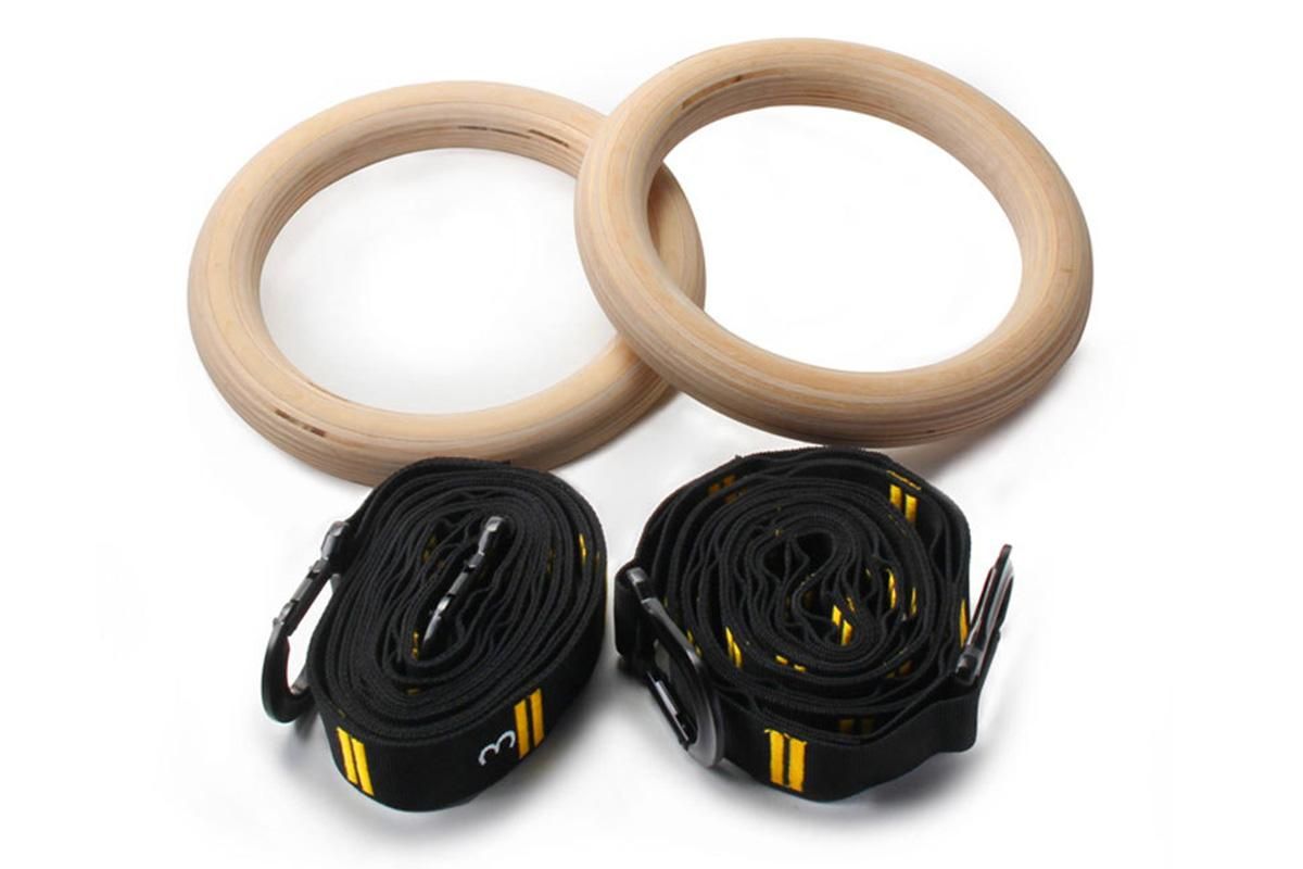 Wooden Gymnastic Rings Set Adjustable Fitness Rings for Home Workouts - Image 2