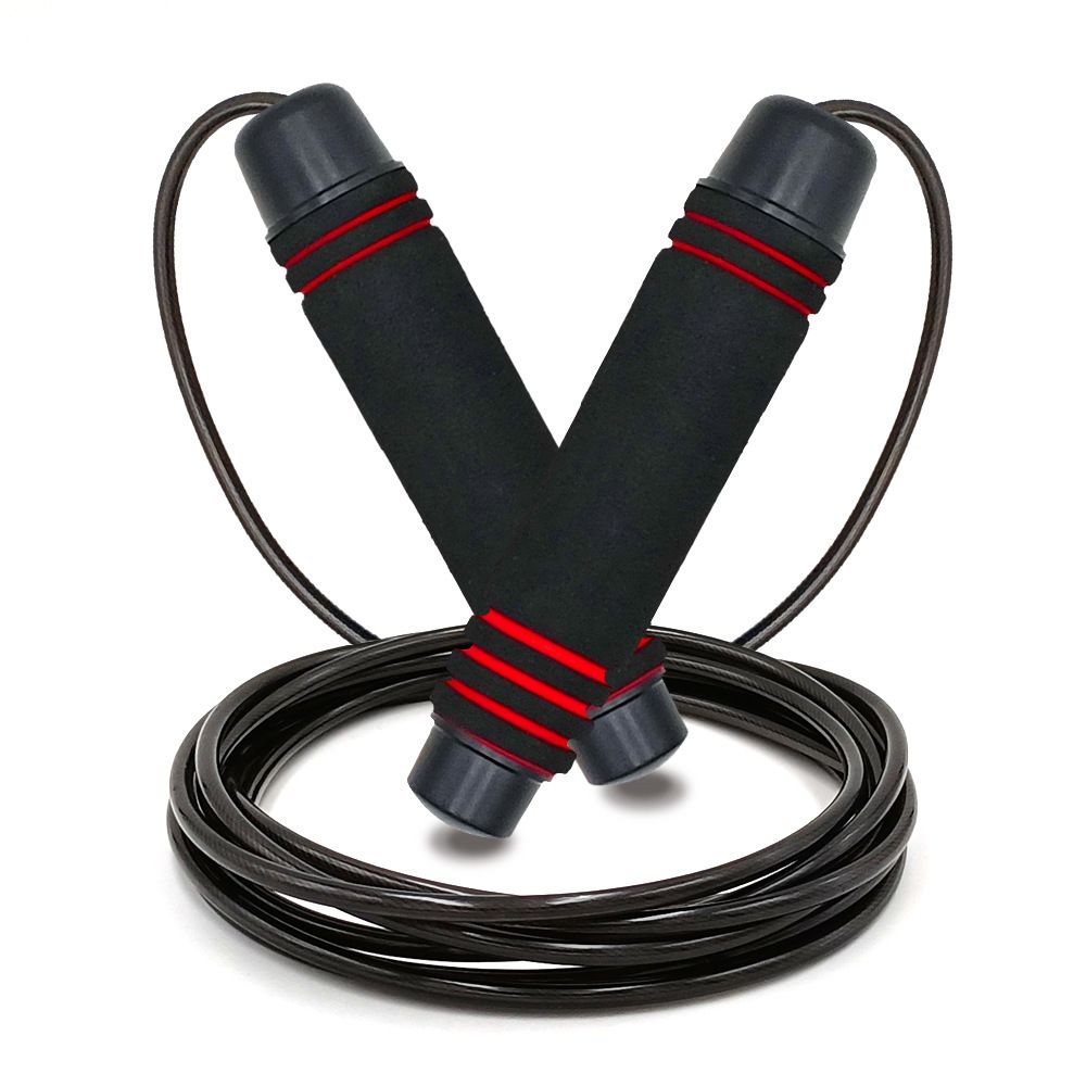 Adjustable Speed Jump Rope with Soft Memory Foam Handles, Tangle-Free Skipping Rope for Fitness, Cardio Workout & Exercise - Red - Image 1